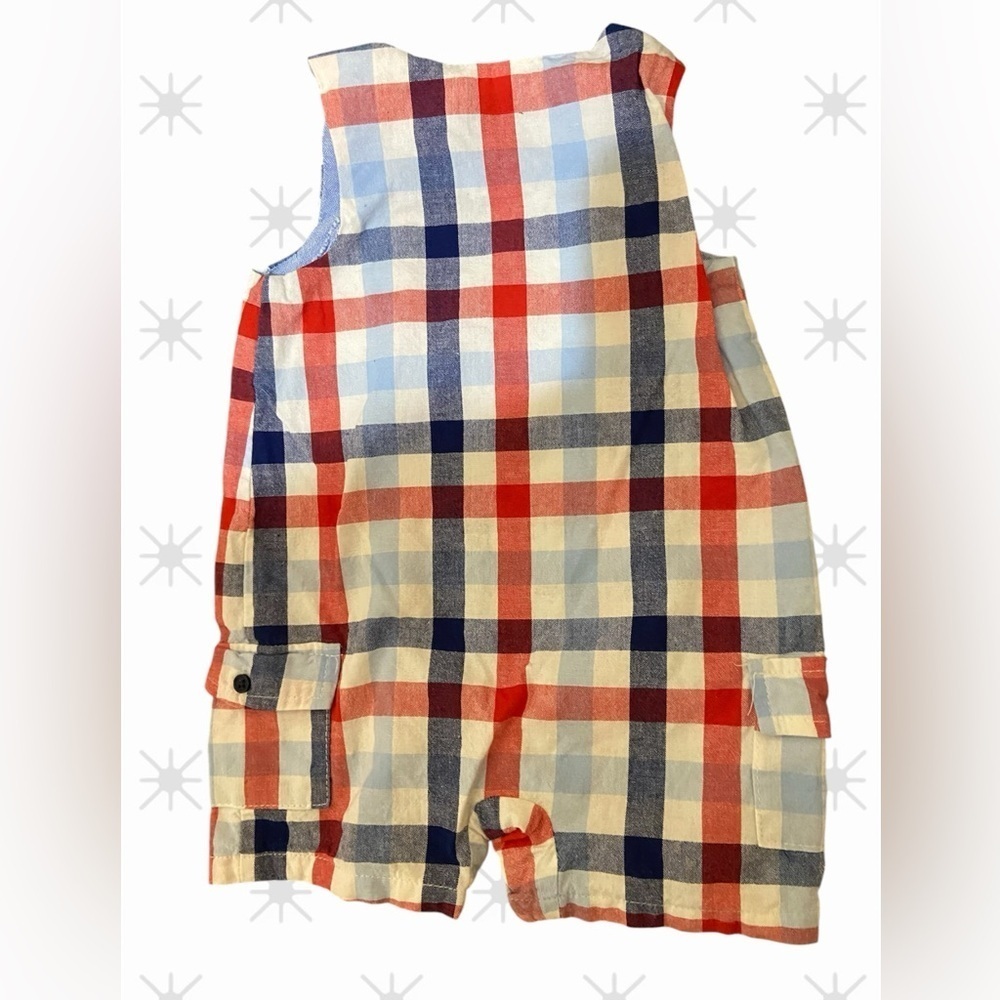 Plaid Baby Romper with Dog Design - Picture 4 of 4